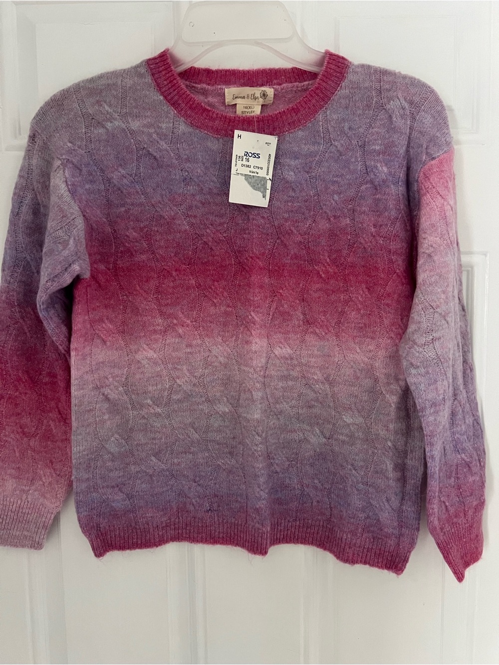 NWT Emma & Elsa Girls Size 16 XL Pink/Purple Sweater Long Sleeve #852